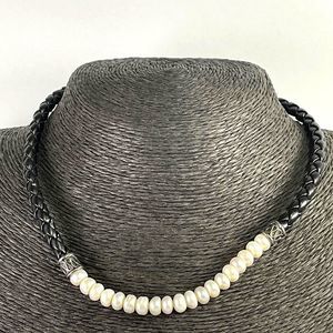 D&J Freshwater Pearls STERLING SILVER CLASP BLACK CORD NECKLACE bali boh…